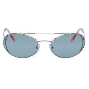 Prada Silver & Blue Metal Frame Glasses